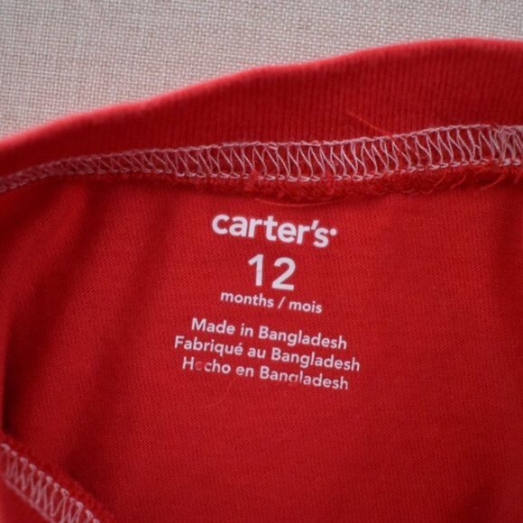 Carter's Red Santa's M.V.P. Helper Long Sleeve Tee 12 Months - Picture 4 of 5